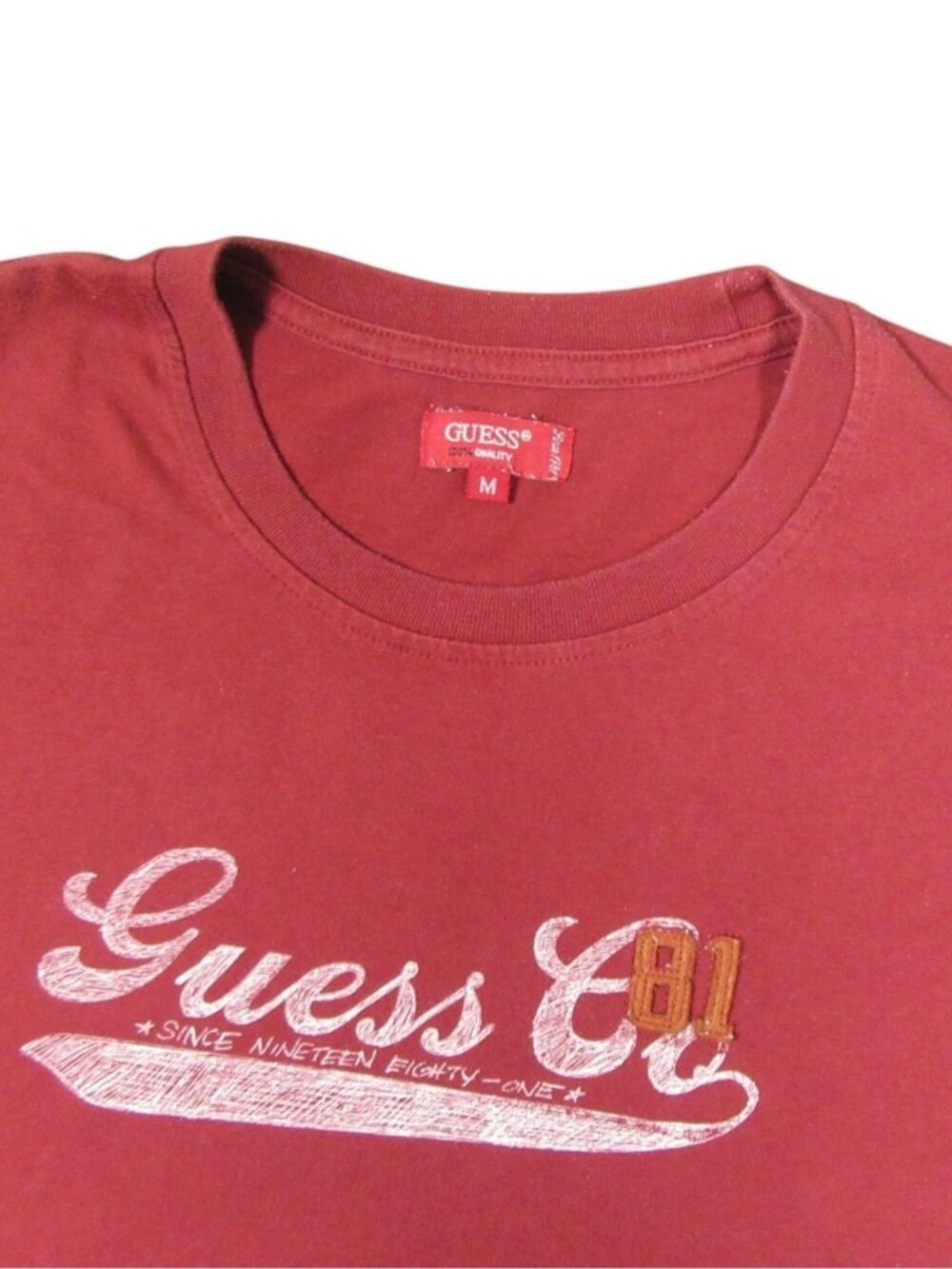 Guess Co. "Since Nineteen Eighty-One" Red Graphic Tee VTG USA Mens Shirt Size M